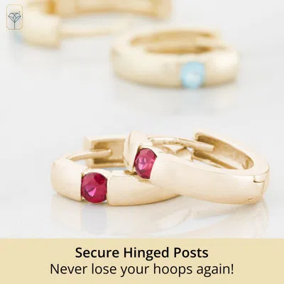 Max + Stone 14k Yellow Or White Gold Small Round Gemstone Huggie Hoop Earrings In Multi