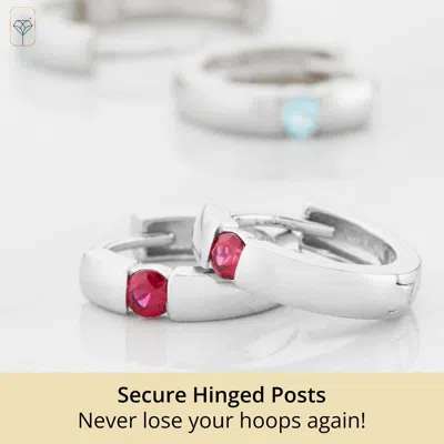 Max + Stone 14k Yellow Or White Gold Small Round Gemstone Huggie Hoop Earrings In Silver
