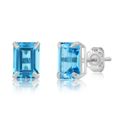 Max + Stone 14k Yellow Or White Gold Solitaire 7x5mm Gemstone Stud Earrings In Metallic