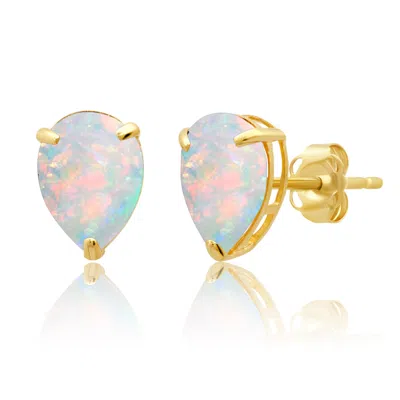 Max + Stone 14k Yellow Or White Gold Gemstone Pear Shape Drop Stud With Diamonds Accents