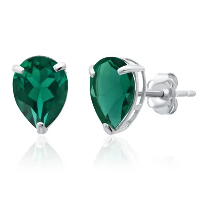 Max + Stone 14k Yellow Or White Gold Teardrop 8mm Gemstone Pear Shape Stud Earrings In Metallic
