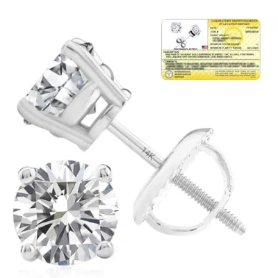 Max + Stone 14k Yellow/white Gold 1/4-2 Carat Igi Certified Lab Grown Diamond Stud Earrings In Silver