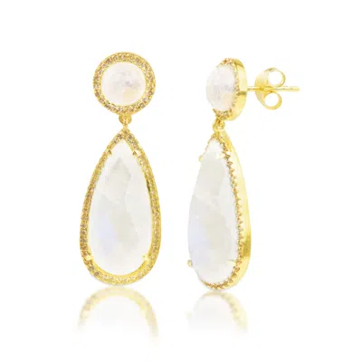 Max + Stone 18k Gold Over Sterling Silver 16 Ct. Tw Big 2 Stone Gemstone Dangle Earrings