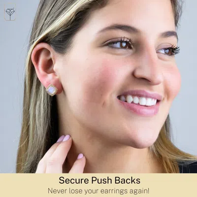 Max + Stone 18k Gold Over Sterling Silver 4 Ct. Cushion Cut Gemstone Earrings In Neutral