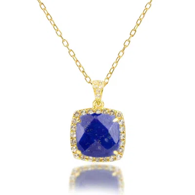 Max + Stone 18k Gold Over Sterling Silver 5 Ct. 10x10mm Cushion Cut Gemstone Necklace