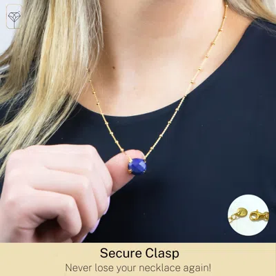 Max + Stone 18k Gold Over Sterling Silver 6 Ct.10x12mm Cushion Cut Gemstone Necklace In Blue