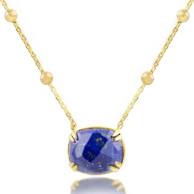 Max + Stone 18k Gold Over Sterling Silver 6 Ct.10x12mm Cushion Cut Gemstone Necklace In Multi
