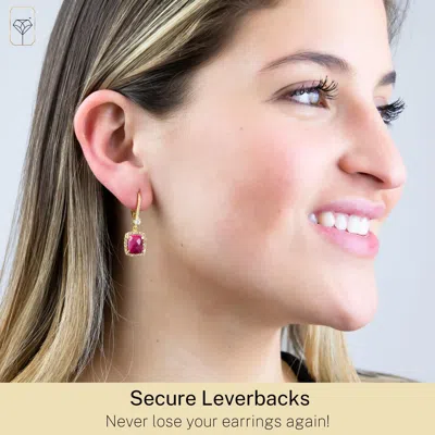 Max + Stone 18k Gold Over Sterling Silver 6.2 Ct. Cushion Cut Gemstone Dangle Earrings In Blue