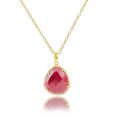 Max + Stone 18k Gold Over Sterling Silver 7 Ct. 10x10mm Pear Cut Gemstone Necklace