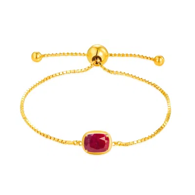 Max + Stone 18k Gold Over Sterling Silver Gemstone Bracelets 8 Inches In Pink