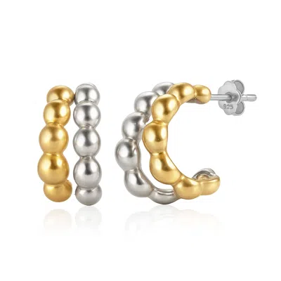 Max + Stone 18k Gold Plated And Sterling Silver Two Tone Bubble Half Hoop Earrings In Multi
