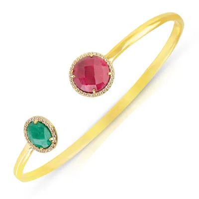 Max + Stone 18k Yellow Gold Over Sterling Silver Gemstone Bracelet Bangle In Multi