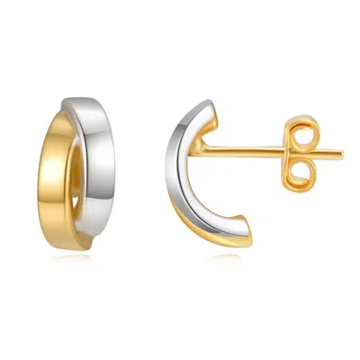 Max + Stone 925 Sterling Silver 18k Gold Plated Two Tone Cross Over J-hoop Earrings In Multi