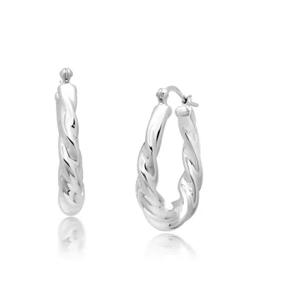 Max + Stone 925 Sterling Silver 25x28x7 Mm Hoop Earrings In Metallic