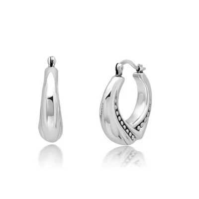Max + Stone 925 Sterling Silver 25x8 Mm Hoop Earrings In Neutral