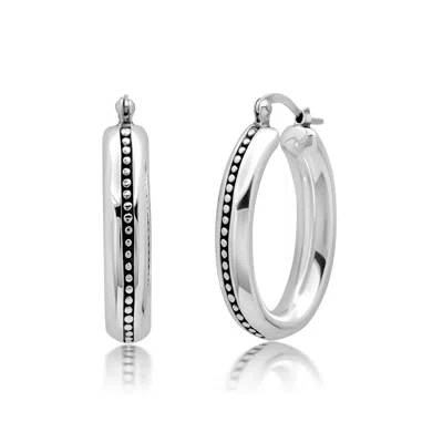 Max + Stone 925 Sterling Silver 26x30x5 Mm Hoop Earrings In Metallic