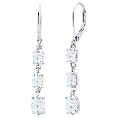 Max + Stone 925 Sterling Silver 3 Stone Gemstone Leverback Dangle Earrings In Metallic