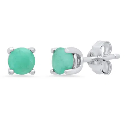 Max + Stone 925 Sterling Silver 5mm Gemstone Round Stud Earrings With Push Back In Gold