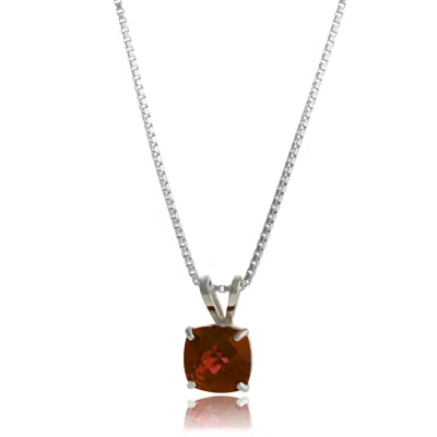 Max + Stone 925 Sterling Silver 6mm Cushion Cut Gemstone Birthstone Pendant Necklace In Multi