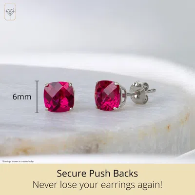 Max + Stone 925 Sterling Silver 6mm Cushion Cut Gemstone Stud Earrings In Pattern