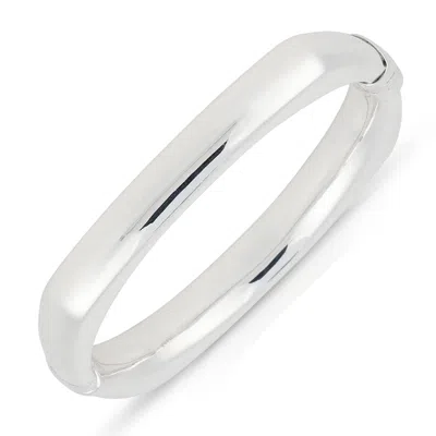 Max + Stone 925 Sterling Silver 7 Inch Polished Squared Bracelets With Hinged Clasp