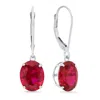 Max + Stone Maxcolor Silver 5.60 Ct. Tw. Lab-grown Ruby Dangle Earrings In Silver