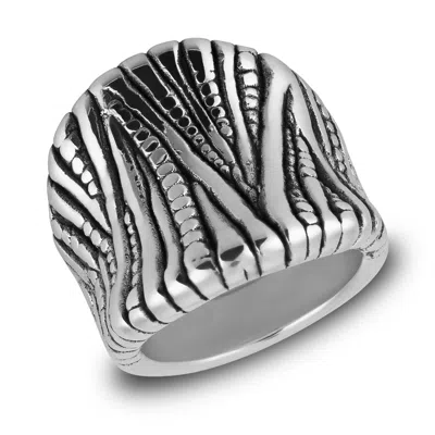Max + Stone 925 Sterling Silver Bark Design Boho Cocktail Ring