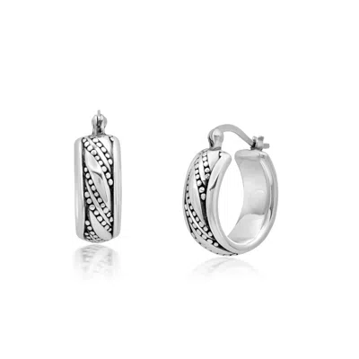 Max + Stone 925 Sterling Silver Beaded Wave Hoop Earrings