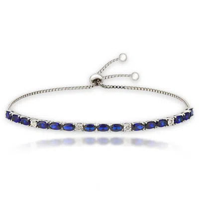 Max + Stone 925 Sterling Silver Created Blue Sapphire Tennis Bracelet
