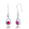 Max + Stone 925 Sterling Silver Created Red Ruby Drop Dangle Earrings In Metallic