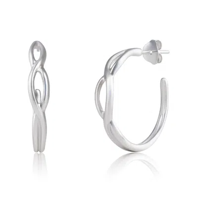 Max + Stone 925 Sterling Silver Crossover Open Back Hoop Earrings With Butterfly Pushback