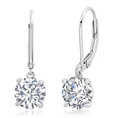 Max + Stone 925 Sterling Silver Cubic Zirconia Leverback Dangle Earrings 2cttw To 4cttw In Metallic