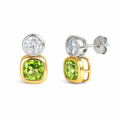 Max + Stone 925 Sterling Silver Cushion Cut Drop Dangle Gemstone Earrings With Push Backs In Multi
