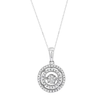 Max + Stone 925 Sterling Silver Endless Dancing Diamond Double Halo Circle Pendant Necklace