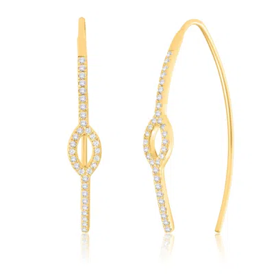 Max + Stone 925 Sterling Silver Gold Plated Cubic Zirconia Threader Earrings