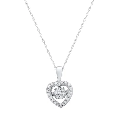 Max + Stone 925 Sterling Silver Natural Diamond Women's Heart Pendent Necklace 1/7 Carat