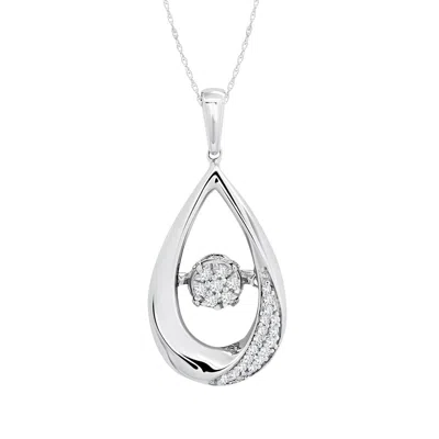 Max + Stone 925 Sterling Silver Natural Drops Of Love Dancing Diamond Pendant Necklace