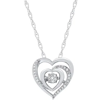 Max + Stone 925 Sterling Silver Miraculous Love Dancing Diamond Heart Pendant Necklace
