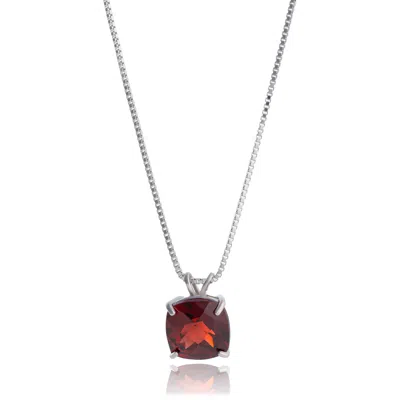 Max + Stone 925 Sterling Silver Or 14k Gold 8mm Cushion Cut Gemstone Pendent Necklace In Red