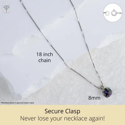 Max + Stone 925 Sterling Silver Or 14k Gold 8mm Cushion Cut Gemstone Pendent Necklace In Pattern