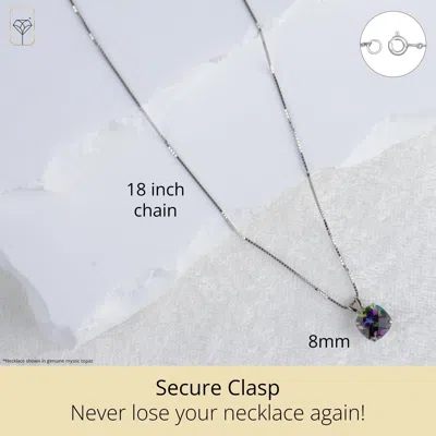 Max + Stone 925 Sterling Silver Or 14k Gold 8mm Cushion Cut Gemstone Pendent Necklace In Red