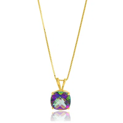 Max + Stone 925 Sterling Silver Or 14k Gold 8mm Cushion Cut Gemstone Pendent Necklace