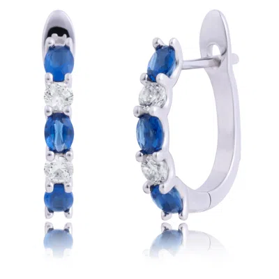 Max + Stone 925 Sterling Silver Oval Cut Gemstone Hoop Earrings With Cz In Multi