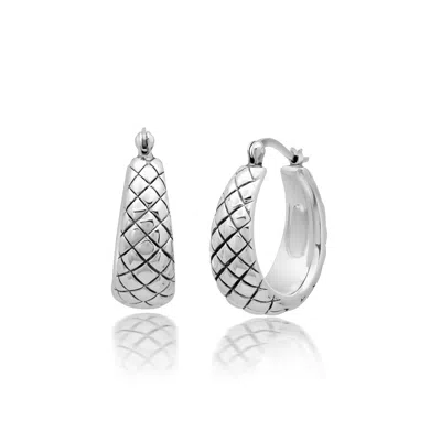 Max + Stone 925 Sterling Silver Oval Diamond Weave Hoop Earrings In Metallic