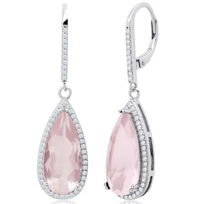 Max + Stone 925 Sterling Silver Pear Cut Gemstone Dangle Earrings With White Topaz Accents In Multi