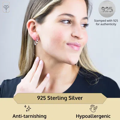 Max + Stone 925 Sterling Silver Real Diamond And Gemstone Hoop Earrings In Brown