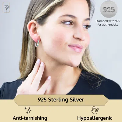 Max + Stone 925 Sterling Silver Real Diamond And Gemstone Hoop Earrings In Metallic