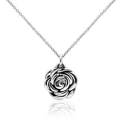 Max + Stone 925 Sterling Silver Rose Flower Pendant Necklaces With 18 Inch Chain