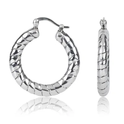 Max + Stone 925 Sterling Silver Round Chunky Hoop Earrings In Metallic