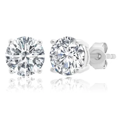 Max + Stone 925 Sterling Silver Round Cubic Zirconia Stud Earrings 5mm To 8mm In Metallic